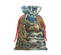 NBRIEU The Seaside Lighthouse Print Presents Bag,Bring A Drawstring,Reusable Holiday Party Wedding Gift Bag