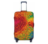 NBRIEU Tie Dye Hippies Printed Elastic Suitcase Cover Fashion Washable Fits 18-32 Inch Luggage, Black/White, Medium