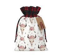 NBRIEU Tribal Bull Skull on White Reusable Gift Bag for Christmas Party Wedding