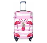 NBRIEU Tropical Flamingo Pineapple Printed Elastic Suitcase Cover Fashion Washable Fits 18-32 Inch Luggage, Black/White, Medium