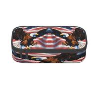 NBRIEU USA Flag Eagle Large Capacity Pencil Case Organizer, Black/White, One Size, Print