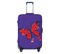 NBRIEU Valentines Red Heart Butterfly Printed Elastic Suitcase Cover Fashion Washable Fits 18-32 Inch Luggage, Black/White, S