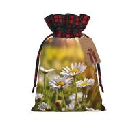 NBRIEU Wild White Daisy Print Reusable Gift Bag for Christmas Party Wedding
