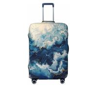 NBRIEU Within the Tides Stretch Suitcase Cover - Modern Washable - Fits 18-32 Inch Luggage, Black/White, S