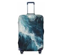 NBRIEU Within the Tides Stretch Suitcase Cover - Modern Washable - Fits 18-32 Inch Luggage, Black/White, S