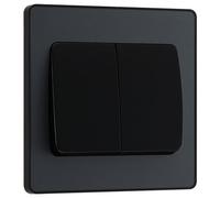 BG Nexus NBS63 TV Aerial Coaxial Socket - 2 Gang (Brushed Steel / Grey Insert)