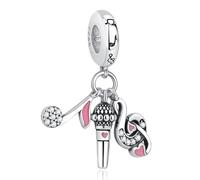 Nbsameng S925 Sterling Silver Charms Compatible for Pandora Bracelets and Necklaces, DIY Holiday Gifts for Women Girls, Microphone and notes