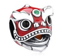 Nbsameng S925 Sterling Silver Charms Compatible for Pandora Bracelets and Necklaces, DIY Holiday Gifts for Women Girls, Lion Dance Head
