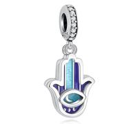 Nbsameng S925 Sterling Silver Charms Compatible for Pandora Bracelets and Necklaces, DIY Holiday Gifts for Women Girls, Double-layered The Hand of Fatima