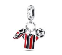 Nbsameng S925 Sterling Silver Soccer Charms Bead Compatible for Pandora Bracelets and Necklaces, DIY Jewelry for Women, Soccer, Silver, Cubic Zirconia