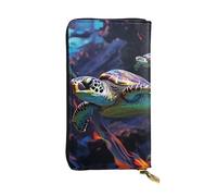 NBSKSDLK A colorful tropical sea turtle Leather Wallet RFID Blocking Credit Card Case Large Capacity Money Organizer with Zipper Pocket - Slim Minimalist Cash Wallet for Men Women Phone Clutch Gift