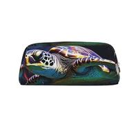 NBSKSDLK A colorful tropical sea turtle Makeup Bag for Women Men Pencil Pouch Travel Small Cosmetic Bag Zippered Toiletry Bags Aesthetic Pen Bags Trendy Storage Bags Leather Coin Pouch Purse, Silver