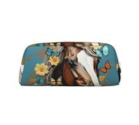 NBSKSDLK A horse with flowers and butterflies Makeup Bag for Women Men Pencil Pouch Travel Small Cosmetic Bag Zippered Toiletry Bags Aesthetic Pen Bags Trendy Storage Bags Leather Coin Pouch Purse