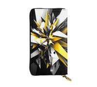 NBSKSDLK Abstract Black White Yellow Leather Wallet RFID Blocking Credit Card Case Large Capacity Money Organizer with Zipper Pocket - Slim Minimalist Cash Wallet for Men Women Phone Clutch Gift