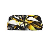 NBSKSDLK Abstract Black White Yellow Makeup Bag for Women Men Pencil Pouch Travel Small Cosmetic Bag Zippered Toiletry Bags Aesthetic Pen Bags Trendy Storage Bags Leather Coin Pouch Purse, Silver, One