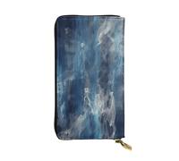 NBSKSDLK Abstract Blue Leather Wallet RFID Blocking Credit Card Case Large Capacity Money Organizer with Zipper Pocket - Slim Minimalist Cash Wallet for Men Women Phone Clutch Gift