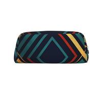 NBSKSDLK Abstract Geometric striped Makeup Bag for Women Men Pencil Pouch Travel Small Cosmetic Bag Zippered Toiletry Bags Aesthetic Pen Bags Trendy Storage Bags Leather Coin Pouch Purse, Gold, One
