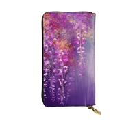NBSKSDLK Abstract Purple Weeping Flower Leather Wallet RFID Blocking Credit Card Case Large Capacity Money Organizer with Zipper Pocket - Slim Minimalist Cash Wallet for Men Women Phone Clutch Gift