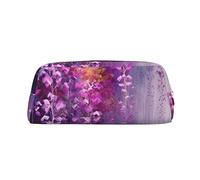 NBSKSDLK Abstract Purple Weeping Flower Makeup Bag for Women Men Pencil Pouch Travel Small Cosmetic Bag Zippered Toiletry Bags Aesthetic Pen Bags Trendy Storage Bags Leather Coin Pouch Purse, Silver