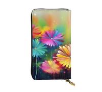 NBSKSDLK Abstract Style Colorful Flowers Leather Wallet RFID Blocking Credit Card Case Large Capacity Money Organizer with Zipper Pocket - Slim Minimalist Cash Wallet for Men Women Phone Clutch Gift