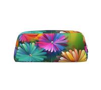 NBSKSDLK Abstract Style Colorful Flowers Makeup Bag for Women Men Pencil Pouch Travel Small Cosmetic Bag Zippered Toiletry Bags Aesthetic Pen Bags Trendy Storage Bags Leather Coin Pouch Purse, Gold