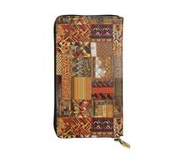 NBSKSDLK African Textile Patchwork Leather Wallet RFID Blocking Credit Card Case Large Capacity Money Organizer with Zipper Pocket - Slim Minimalist Cash Wallet for Men Women Phone Clutch Gift