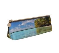 NBSKSDLK Aitutaki lagoon, Cook Islands Pencil Case for Women Men Aesthetic Pen Bag, Leather Makeup Bag Travel Small Cosmetic Bag Zippered Pencil Pouch Trendy Office Storage Bags Coin Pouch Purse