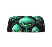 NBSKSDLK Aliens Makeup Bag for Women Men Pencil Pouch Travel Small Cosmetic Bag Zippered Toiletry Bags Aesthetic Pen Bags Leather Coin Pouch Purse, Gold, One Size