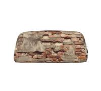 NBSKSDLK Ancient Worn Brick Wall Makeup Bag for Women Men Pencil Pouch Travel Small Cosmetic Bag Zippered Toiletry Bags Aesthetic Pen Bags Trendy Storage Bags Leather Coin Pouch Purse, Silver, One