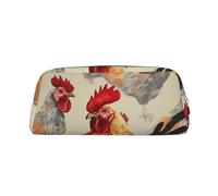 NBSKSDLK Animal Art Chicken Painting Makeup Bag for Women Men Pencil Pouch Travel Small Cosmetic Bag Zippered Toiletry Bags Aesthetic Pen Bags Trendy Storage Bags Leather Coin Pouch Purse, Gold, One