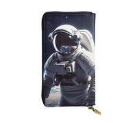 NBSKSDLK Astronaut Leather Wallet RFID Blocking Credit Card Case Large Capacity Money Organizer with Zipper Pocket - Slim Minimalist Cash Wallet for Men Women Phone Clutch Gift