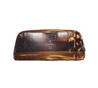 NBSKSDLK Basketball court Makeup Bag for Women Men Pencil Pouch Travel Small Cosmetic Bag Zippered Toiletry Bags Aesthetic Pen Bags Trendy Storage Bags Leather Coin Pouch Purse, Silver, One size
