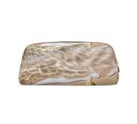 NBSKSDLK beach starfish Makeup Bag for Women Men Pencil Pouch Travel Small Cosmetic Bag Zippered Toiletry Bags Aesthetic Pen Bags Trendy Storage Bags Leather Coin Pouch Purse, Gold, One Size