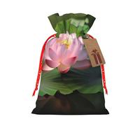 NBSKSDLK Beautiful Flower Christmas Gift Bags with Tags & Ribbon Ties, Personalized Santa Sack Xmas Treat Pouch Party Favor Bags Drawstring Christmas Sacks for Holiday Presents Storage Small