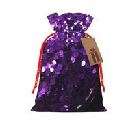 NBSKSDLK Beautiful Purple Glitter Christmas Gift Bags with Tags & Ribbon Ties, Personalized Santa Sack Xmas Treat Pouch Party Favor Bags Drawstring Christmas Sacks for Holiday Presents Storage Small