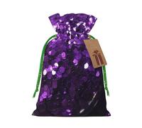 NBSKSDLK Beautiful Purple Glitter Christmas Gift Bags with Tags & Ribbon Ties, Personalized Santa Sack Xmas Treat Pouch Party Favor Bags Drawstring Christmas Sacks for Holiday Presents Storage Small