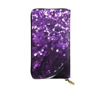 NBSKSDLK Beautiful Purple Glitter Leather Wallet RFID Blocking Credit Card Case Large Capacity Money Organizer with Zipper Pocket - Slim Minimalist Cash Wallet for Men Women Phone Clutch Gift