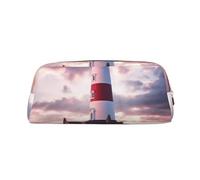 NBSKSDLK Beauty Lighthouse Makeup Bag for Women Men Pencil Pouch Travel Small Cosmetic Bag Zippered Toiletry Bags Aesthetic Pen Bags Trendy Storage Bags Leather Coin Pouch Purse, Gold, One Size