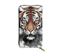 NBSKSDLK Black and white doodle tiger Leather Wallet RFID Blocking Credit Card Case Large Capacity Money Organizer with Zipper Pocket - Slim Minimalist Cash Wallet for Men Women Phone Clutch Gift