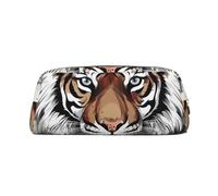 NBSKSDLK Black and white doodle tiger Makeup Bag for Women Men Pencil Pouch Travel Small Cosmetic Bag Zippered Toiletry Bags Aesthetic Pen Bags Trendy Storage Bags Leather Coin Pouch Purse, Gold, One