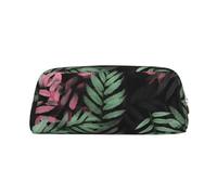 NBSKSDLK Black green leaves Makeup Bag for Women Men Pencil Pouch Travel Small Cosmetic Bag Zippered Toiletry Bags Aesthetic Pen Bags Trendy Storage Bags Leather Coin Pouch Purse, Gold, One size