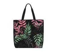 NBSKSDLK Black green leaves Tote Bag Travel Large Shoulder Bag with Zipper Gifts for Women Casual Tote's Handbags Waterproof Beach Bags Lightweight Work Laptop Bag Reusable Grocery Bag