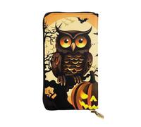NBSKSDLK Black Tree Owl Pumpkin Head Leather Wallet RFID Blocking Credit Card Case Large Capacity Money Organizer with Zipper Pocket - Slim Minimalist Cash Wallet for Men Women Phone Clutch Gift