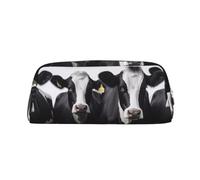 NBSKSDLK Black White Cows Makeup Bag for Women Men Pencil Pouch Travel Small Cosmetic Bag Zippered Toiletry Bags Aesthetic Pen Bags Trendy Storage Bags Leather Coin Pouch Purse, Silver, One size