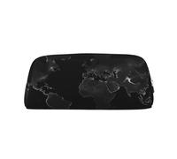 NBSKSDLK Black World Map Makeup Bag for Women Men Pencil Pouch Travel Small Cosmetic Bag Zippered Toiletry Bags Aesthetic Pen Bags Trendy Storage Bags Leather Coin Pouch Purse, Silver, One Size
