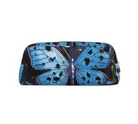 NBSKSDLK Blue Butterfly Water Makeup Bag for Women Men Pencil Pouch Travel Small Cosmetic Bag Zippered Toiletry Bags Aesthetic Pen Bags Leather Coin Pouch Purse, Gold, One size