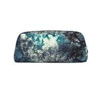 NBSKSDLK blue moon Makeup Bag for Women Men Pencil Pouch Travel Small Cosmetic Bag Zippered Toiletry Bags Aesthetic Pen Bags Trendy Storage Bags Leather Coin Pouch Purse, Silver, One size