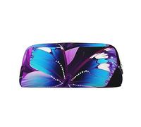 NBSKSDLK Blue Purple Butterfly Makeup Bag for Women Men Pencil Pouch Travel Small Cosmetic Bag Zippered Toiletry Bags Aesthetic Pen Bags Trendy Storage Bags Leather Coin Pouch Purse, Gold, One size