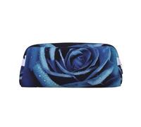 NBSKSDLK blue rose blooms Makeup Bag for Women Men Pencil Pouch Travel Small Cosmetic Bag Zippered Toiletry Bags Aesthetic Pen Bags Trendy Storage Bags Leather Coin Pouch Purse, Silver, One Size