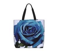 NBSKSDLK blue rose blooms Tote Bag Travel Large Shoulder Bag with Zipper Gifts for Women Casual Tote's Handbags Waterproof Beach Bags Lightweight Work Laptop Bag Reusable Grocery Bag